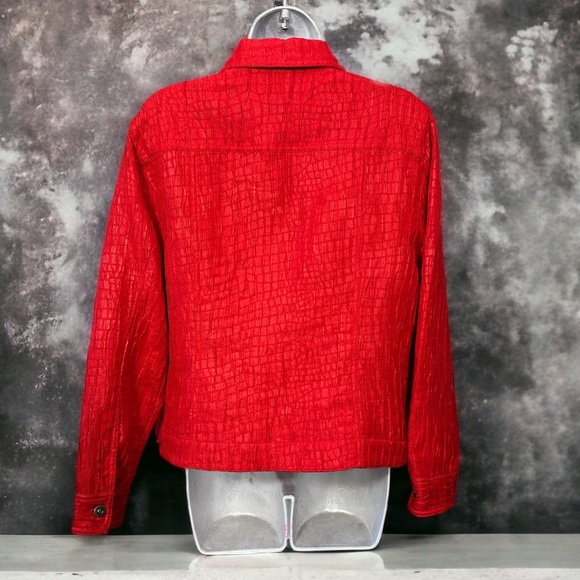 Ruby Rd. women's jacket pleated button-up size 12 polyester red usable pockets - Picture 2 of 3